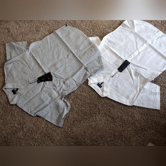 Good Man Brand White and Gray Button-Up Short Sleeve Shirts Duo NWT - Picture 2 of 10